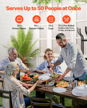 Plastic Disposable 350-Piece Party Dinnerware Set